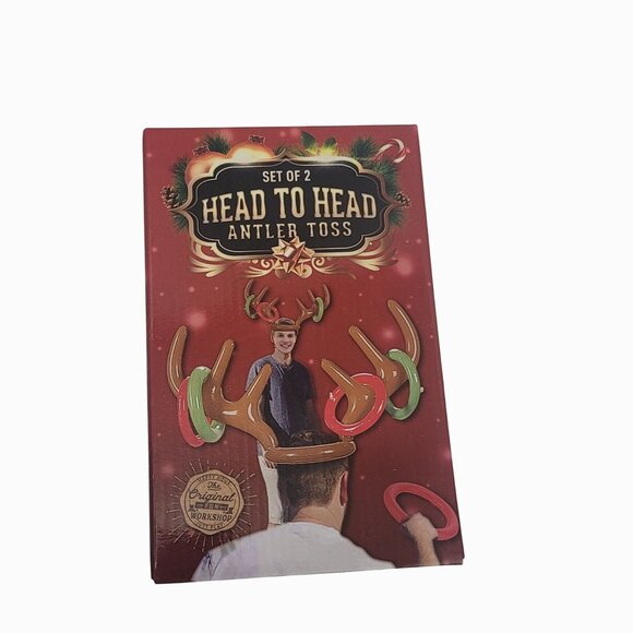 Set Of 2 Inflatable Head To Head Antler Toss Game With Rings For Holiday Parties - Picture 7 of 7